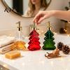 Christmas Table Centerpiece 300ml Tree Soap Dispenser, Glass Hand Dish Dispenser with Pump, Sturdy Xmas Decorative Empty Bottle for Soap, Kitchen,