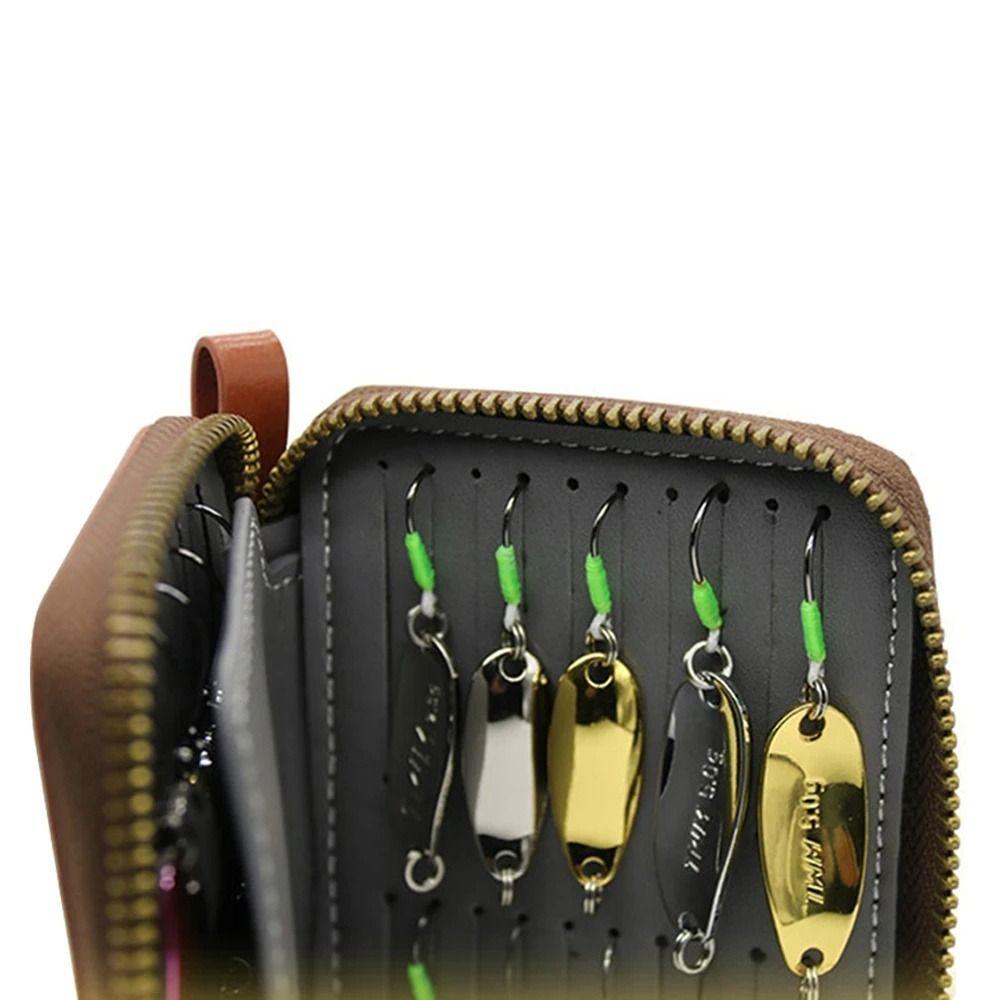 Carrying Case Lure Wallet Bag PU Leather Fishing Bag Outdoor Sports Jig Spinner Bag Fly Fishing