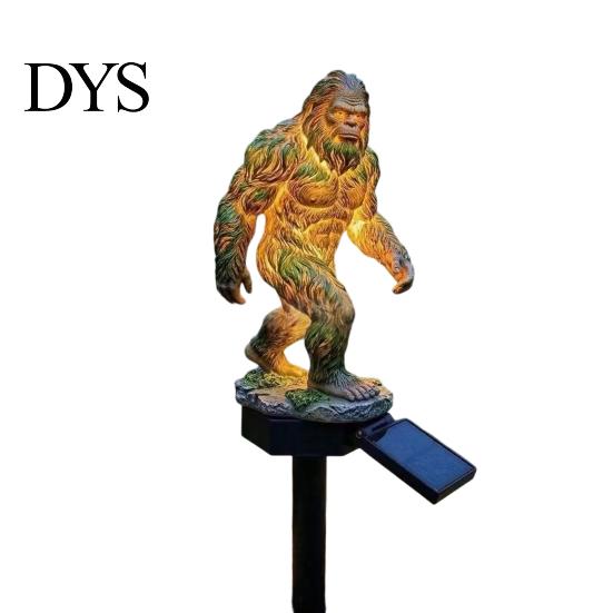 Hand Painted Dragon Statue Solar Garden Light, Outdoor Sasquatch Lamp, Fantasy Creature Sculpture, Pathway Light for Yard Lawn Decor Unique Ornament