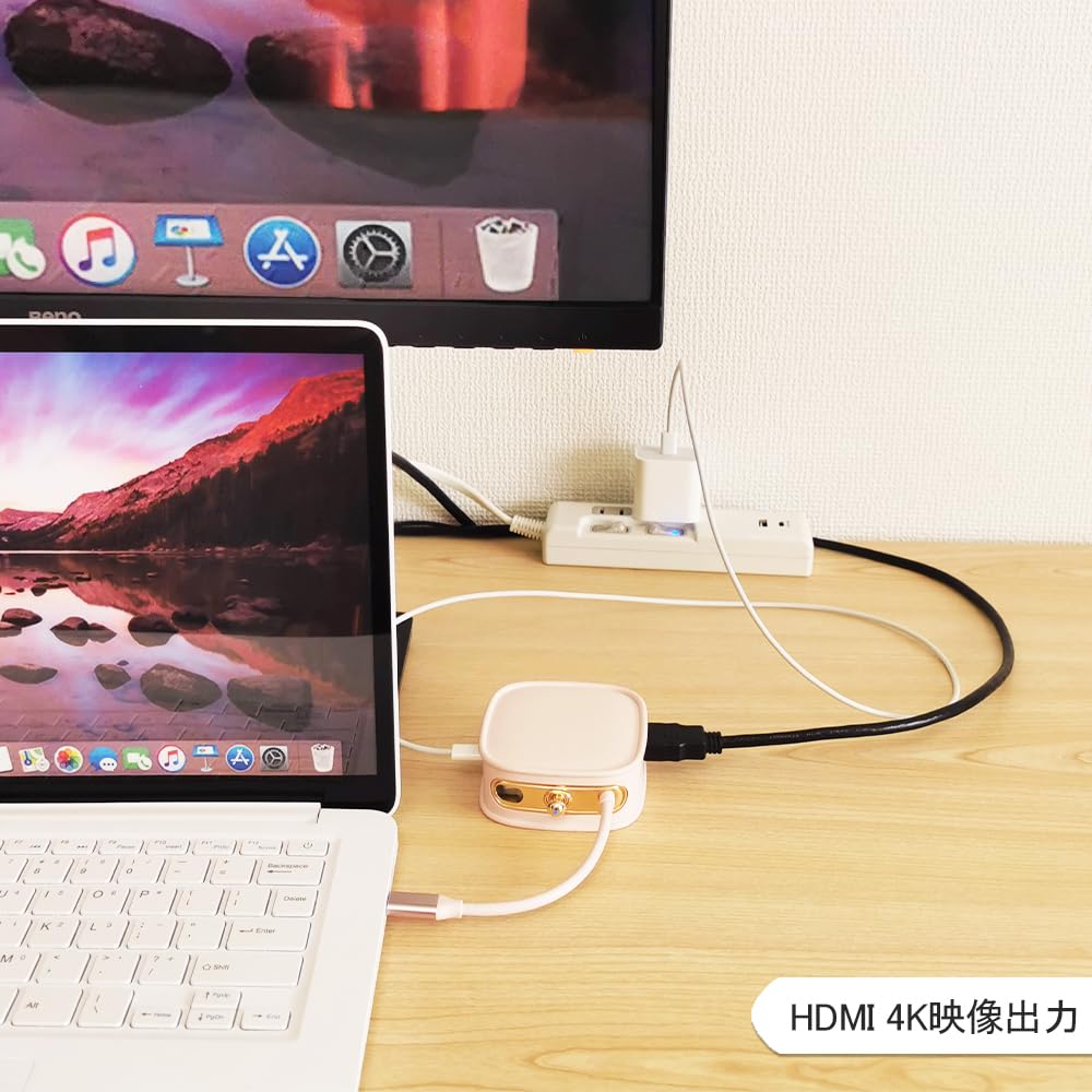 1to10 Hub USB HDMI Conversion Adapter Connector Docking Station Expansion Dock 10in1 10 Ports 100WPD Charging HDMI Video Output Compact Cute Stylish