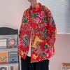 Northeast Big Flower Shirt Spring And Autumn Long-Sleeved Peony Flower Shirt Festive Clothes Funny Trend Retro Ethnic Style Coat