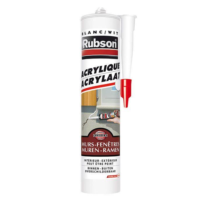 Acrylic Mastic - Rubson - 280ml Cartridge - White - Moisture Resistant - Paintable After Drying