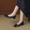 Krazing Pot Horsehair Summer Spring Autumn Med Heels Slip On Women Butterfly-knot European Design Square Toe Shallow Pumps