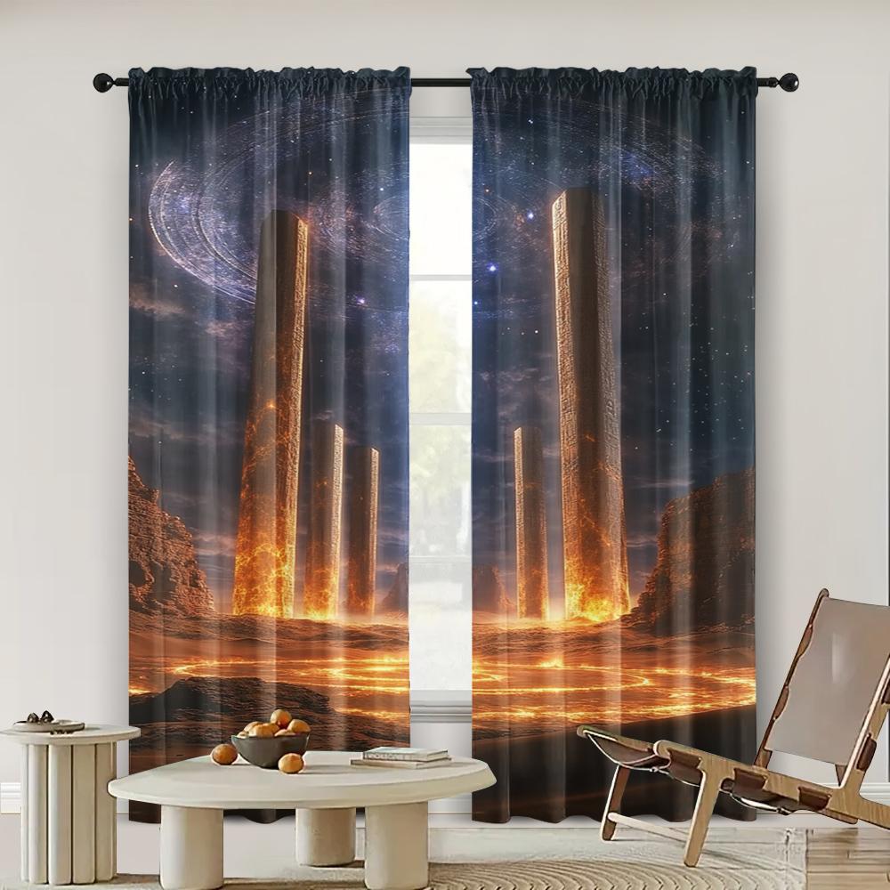 

2 шт., Оконные шторы Богемный пустынный пейзаж Защита приватности Весенняя вечеринка и праздничный декор для украшений 29x65in(75x166cm)