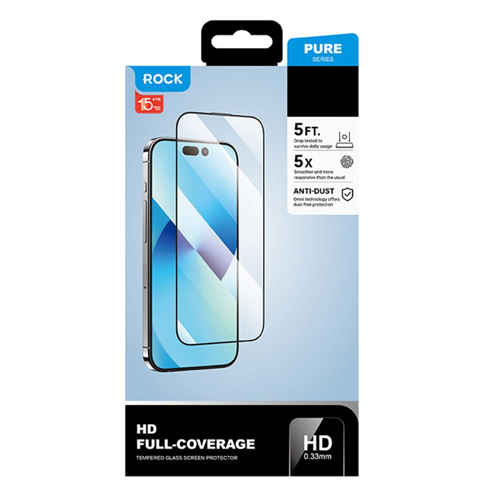 ROCK für iPhone 16 Pro Gehärtetes Glas Displayschutzfolie Siebdruck Ultra Klar Vollbildfolie