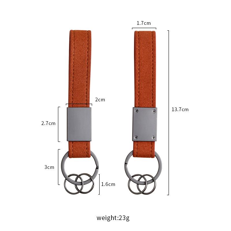Light luxury high-end fur car keychain personalized couple keychain pendant + leather lanyard laser LOGO