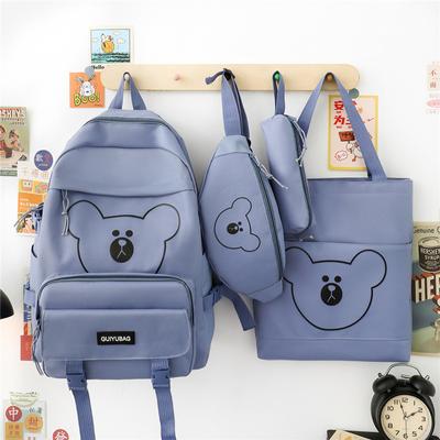 4 PCS Junior High School Students Lightweight Ins Campus Sweet Student Backpack Multi-piece Set