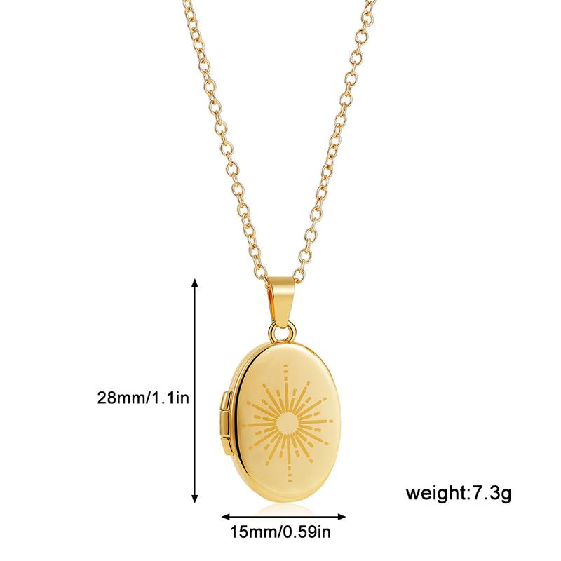 Personalized Vintage Photo Locket Necklace, Gold Plated Oval Pendant Openable Small Album Custom Picture Memory Jewelry For Her