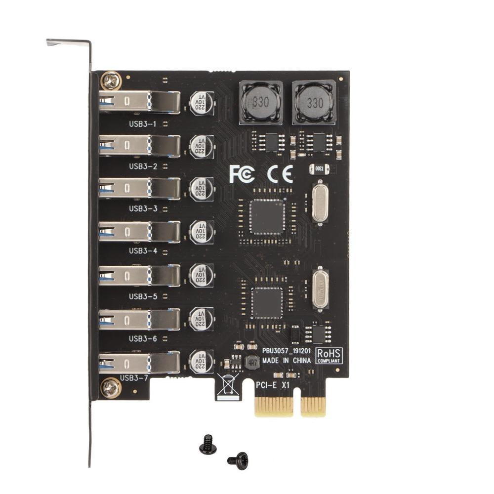 

No Power Need 7 Ports PCIe to USB Adapter Card 5Gbps Speed Fast Transmission PCIe USB Hub USB Module Expansion Card Gaming PC