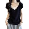2026 Spring Women's Short-Sleeve Faux Two-Piece Ice Silk Top - Flattering Cover-Up T-Shirt for Summer