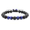 Tiger Eye & Turquoise Bracelet Set - Adjustable Woven Lava Stone Design
