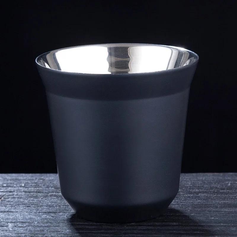 80ML Stainless Steel Espresso Cup Set Double Wall 304 Stainless Steel Small Coffee Cup Capsule Milk Mug Double Wall Insulated