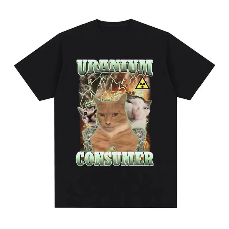 Uranium Consumer Funny Cat Meme T Shirts Fashion Vintage T-shirt Men Women Summer Casual Cotton Short Sleeve Oversized T-shir... S разноцветный