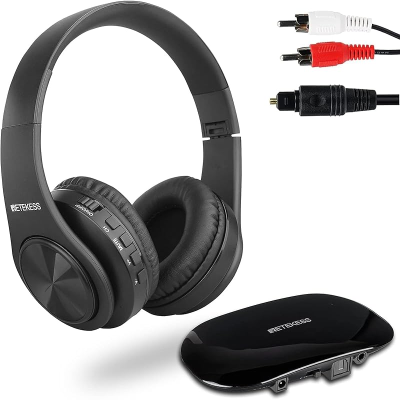 

Retekess TA005 headphone over ear for tv stereo sound quality lightweight TV PC Compatible with smartphones Supports AUX, RCA, optical input as a gift