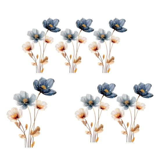 3D Flower Wall Stickers Removable Waterproof Floral Wall Decal Gold Blue White Peel