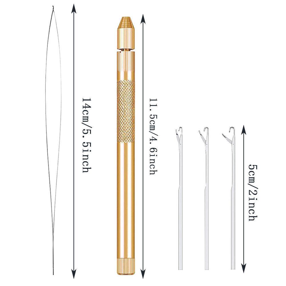 Hair Extension Tools Set for Silicone Beads Microlink Gold/Silver Metal Hair Loop & Crochet Hooks Needle Kit