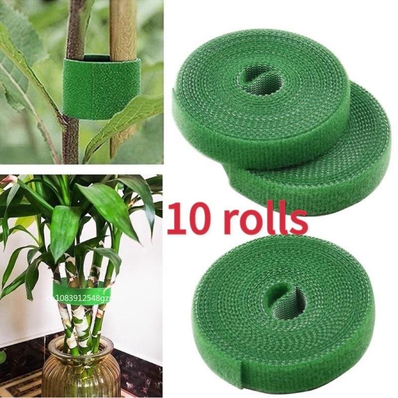 10 Roll Nylon Plant Ties Plant Bandage Hook Tie Loop Adjustable Plant Support Reusable Fastener Tape for Home Garden Accessories