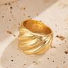 Fashion Sense Inlaid Pearl Flower Ring Simple Pleated Round Alloy Ring Set Daily Commuting Retro High-class Sense of Women's Jewelry