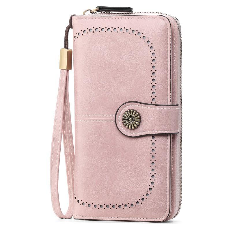 

Женский кошелек из вощеной кожи в ретро-стиле, большой емкости, длинный, для мелочи 19x9x3cm