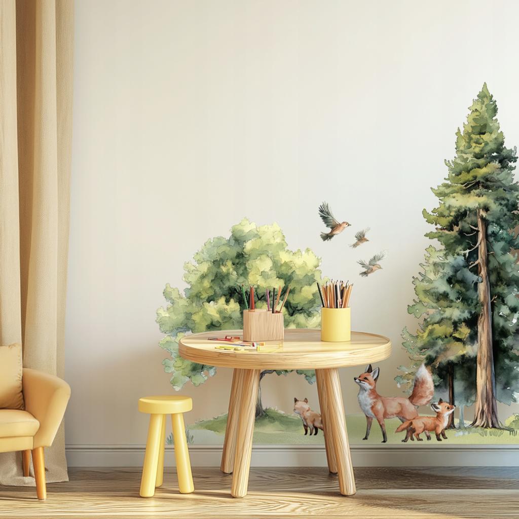 Large Fox Forest Wall Stickers For A Child'S Room