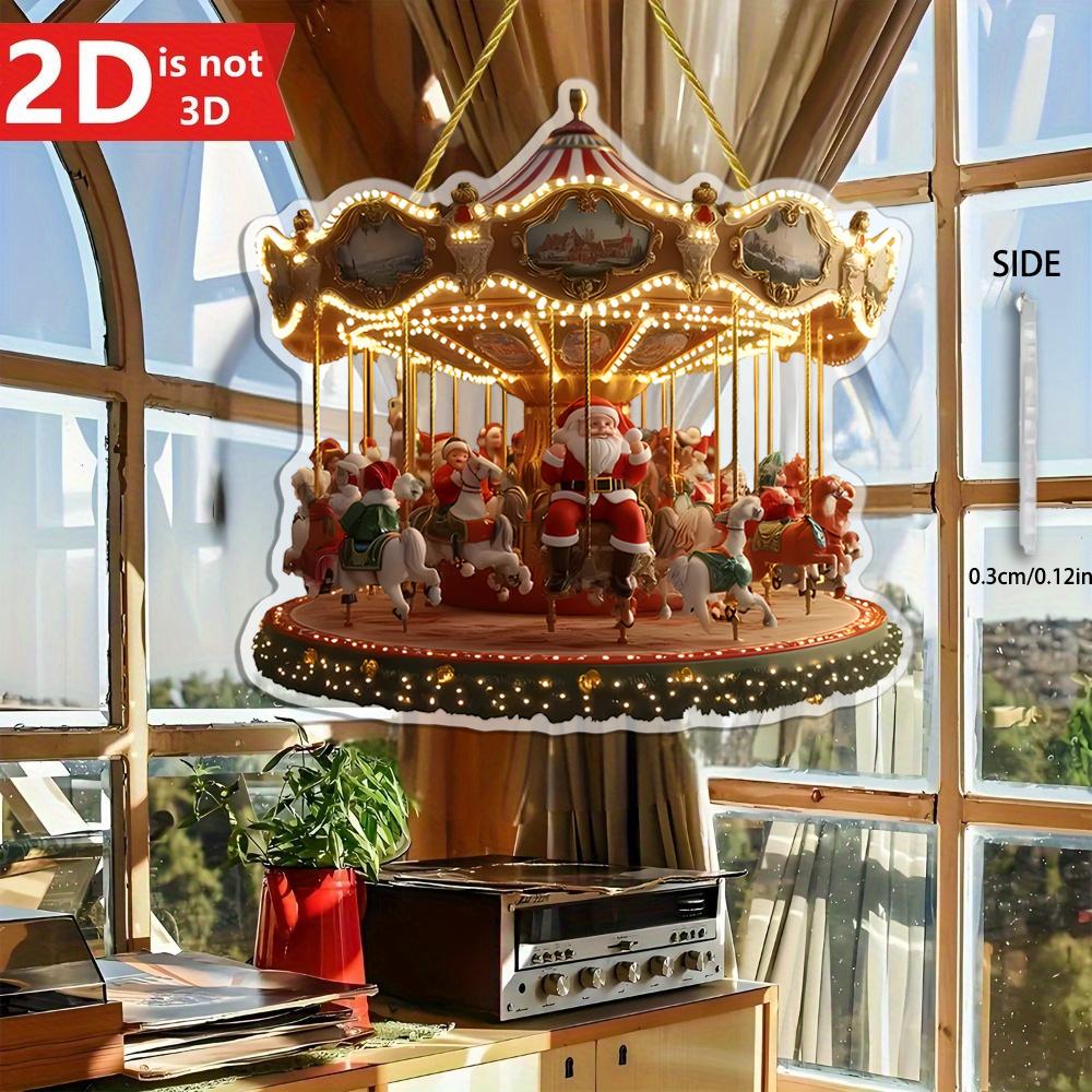 2D Weihnachtsmann Karussell Sonnenfänger. Feiertagsschmuck für Wohn- und Schlafzimmer. Das perfekte festliche Geschenk.