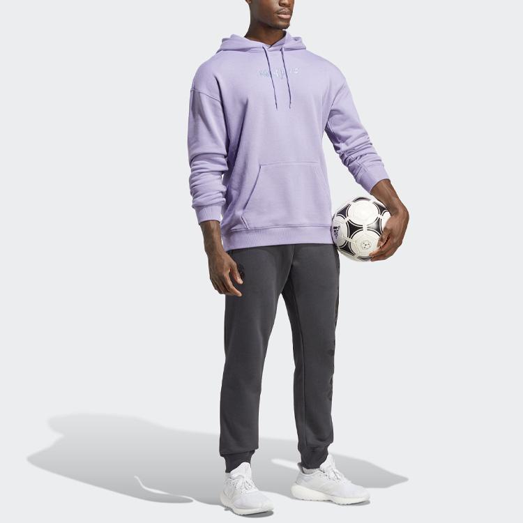 adidas Real Madrid Official Club Graphic Casual Loose Hooded Sweatshirt Daily Sports Pullover Men Magic Lilac HT6460