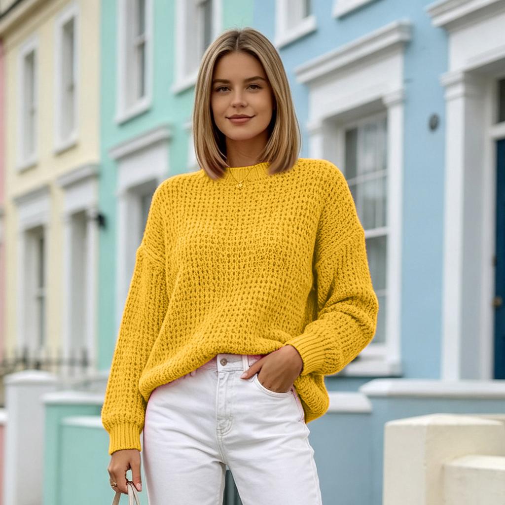 Women's Hollow Out Knit Pullover Sweater Casual