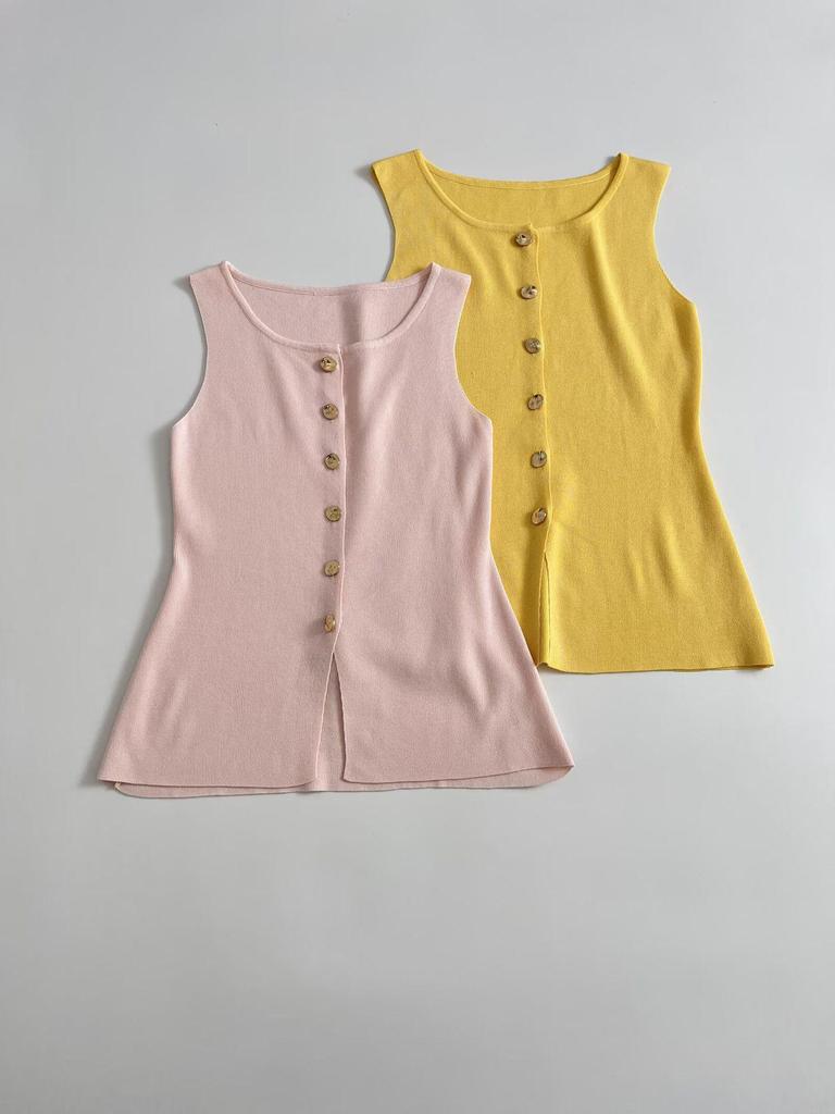 Europäischer & Amerikanischer Stil Damen Gold Doppelreihige Strickweste