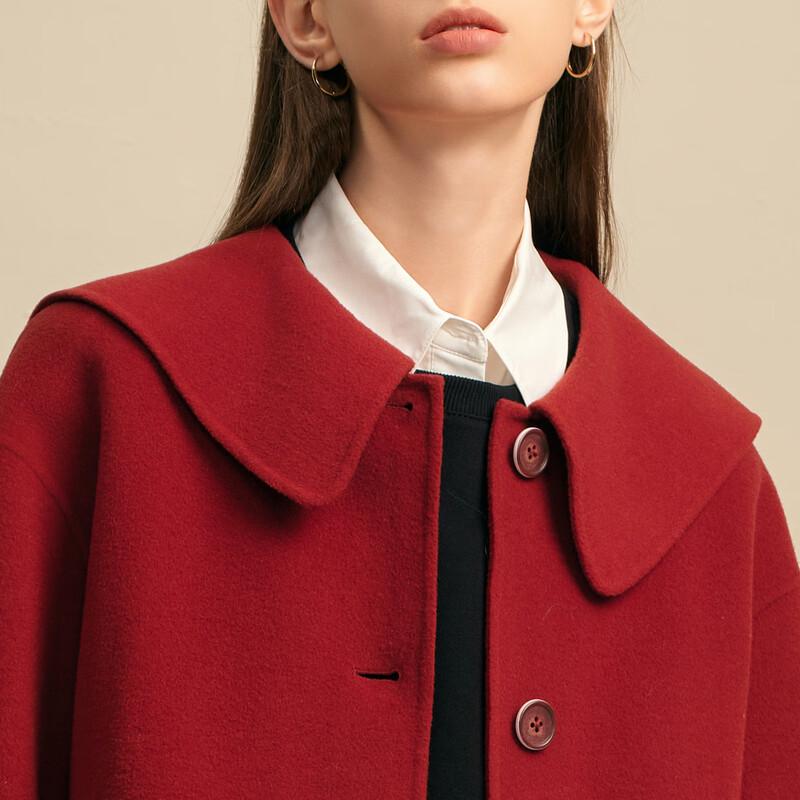 Elva' Island Women's Youthful Short Double-Faced Wool Lapel Coat