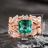 Huitan Crown Design Women Ring Inlaid Shiny Green CZ Elegant Wedding Engagement Accessories Rose Gold Color Jewelry