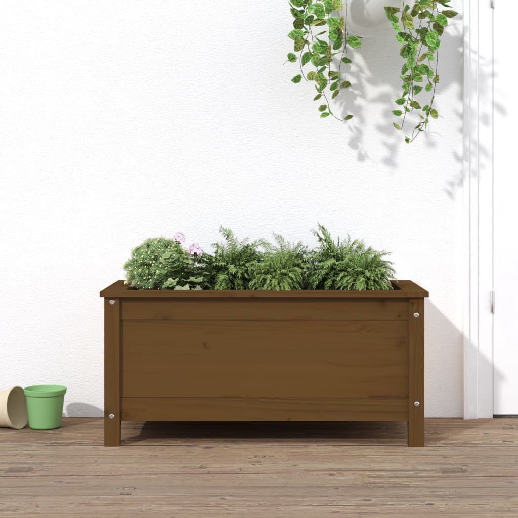 Plant Pot Honey Brown 82.5 X 40 X 39 Cm Solid Pine Wood