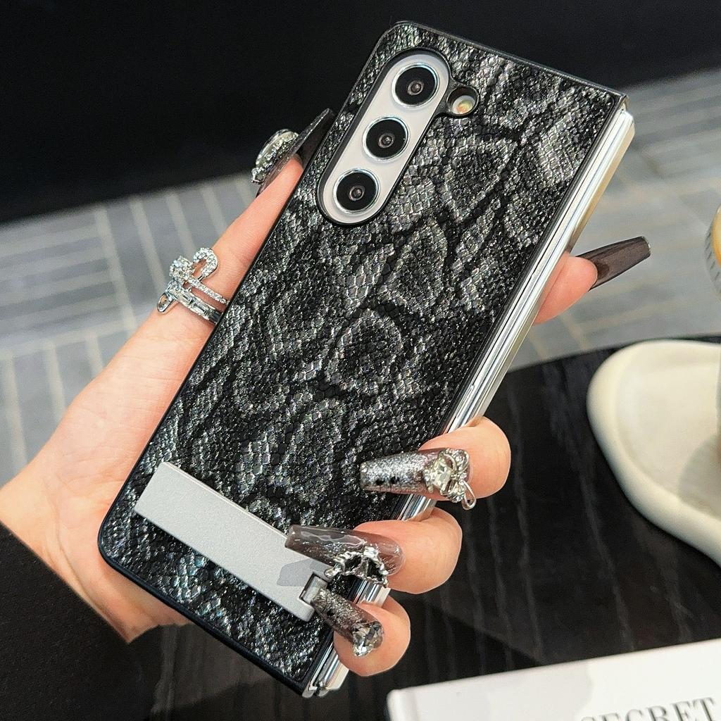 Für Samsung Galaxy Z Fold6 5G Hülle Unsichtbarer Ständer Leder+PC Handyhülle