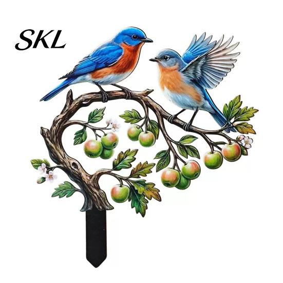 Lebhaftes Vogelornament für Rasen-Erdspieß, Und Obstbaumform, Wasserdichte Beschichtung Verdicktes Rostbeständiges Metall Hofkunst Eisen Außen-Blumenbeet