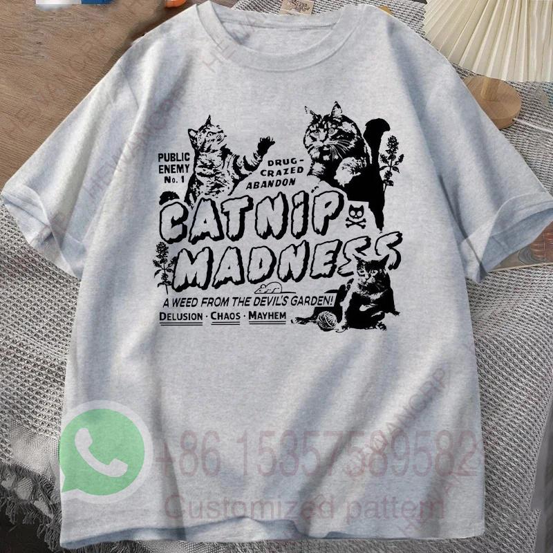 Verrücktes Kätzchen T-Shirt Herren Trainingsanzug Sommer Rundhals Pullover Baumwolle Lässig Sportbekleidung Mode Oberteile Harajuku Retro Streetwear