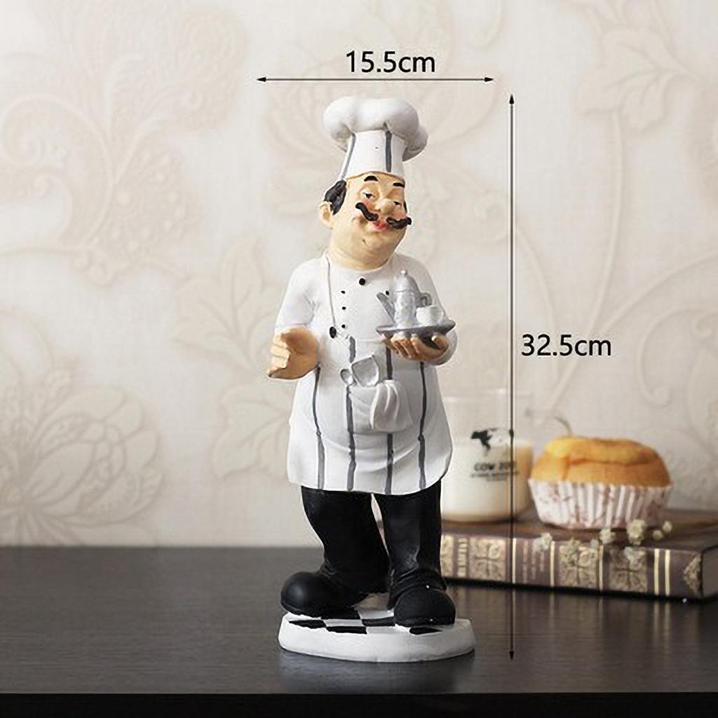 Restaurant Resin Decor - Chef Figurine & Bar Ornaments for Cafe, Commercial Kitchen Decorations Durable Resin Craft