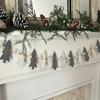 12 Trees with Wooden Beads Garland Christmas Fireplace Wall Hanging Decor Winter Party Window Display Natural Wooden Home Dec