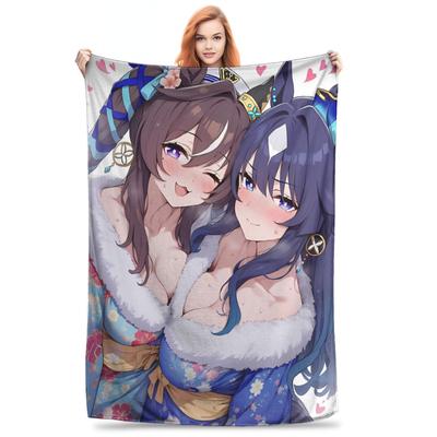 Uma Musume Pretty Derby Couverture Polaire Printemps/Automne Multifonction Légère Plaid pour Canapé Extérieur Quilt Fin en Peluche