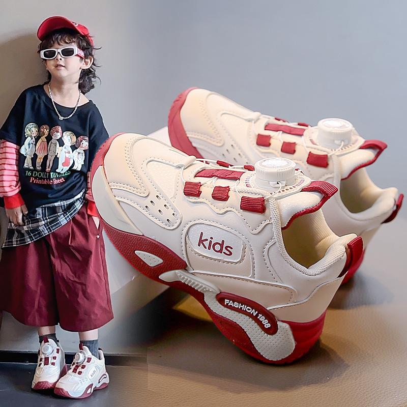 Mädchen Sportschuhe 2025 neu Herbst Kinder Freizeit Drehknopf Schnalle Jungen Vaterschuhe atmungsaktiv rutschfest weiche Sohle