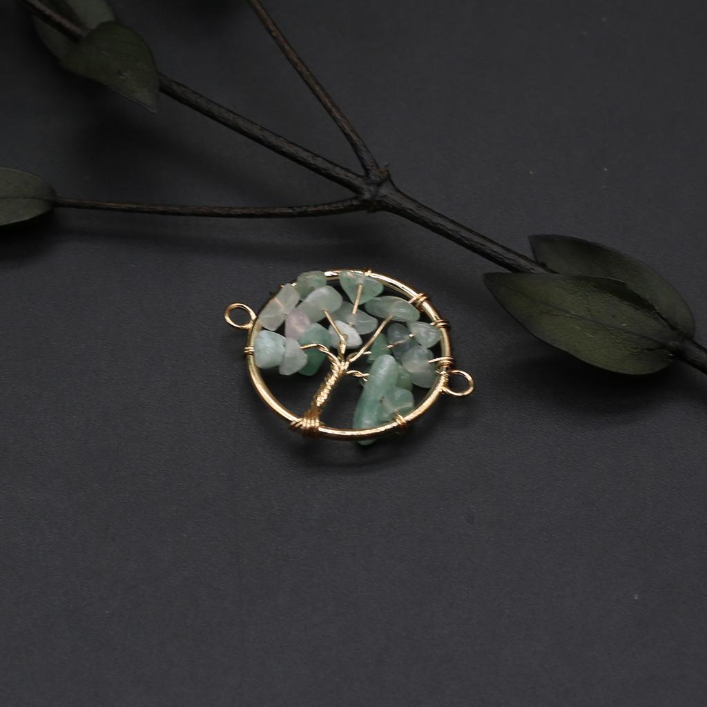 2Pcs Winding Connector Natural Stone Fluorite/Amethyst Round Gravel Connector For Jewelry Making DIY Necklace Bracelet Accessory