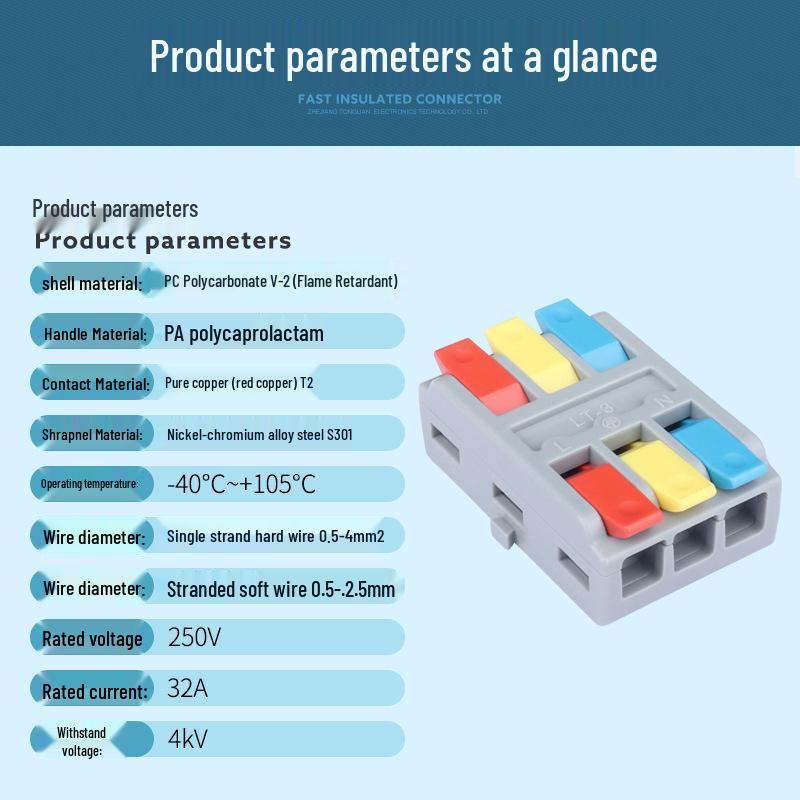 Unitek PCT-222 Multi-in/Out Quick Wiring Terminal for Soft and Hard Wire