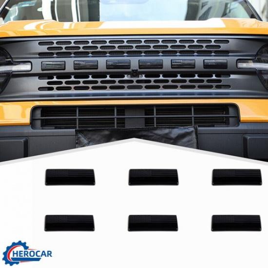 Black Front Grille Letters Cover Trim Guard Protector  For Ford Bronco Sport 21+