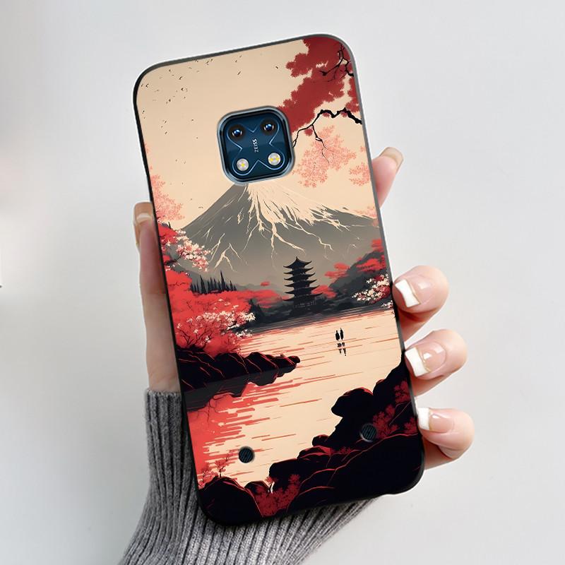 Jelly Color Simple Black Case For Nokia XR20 Popular Little Girl Viral Lucky Pattern Shell With Shockproof Bumper Soft Cover