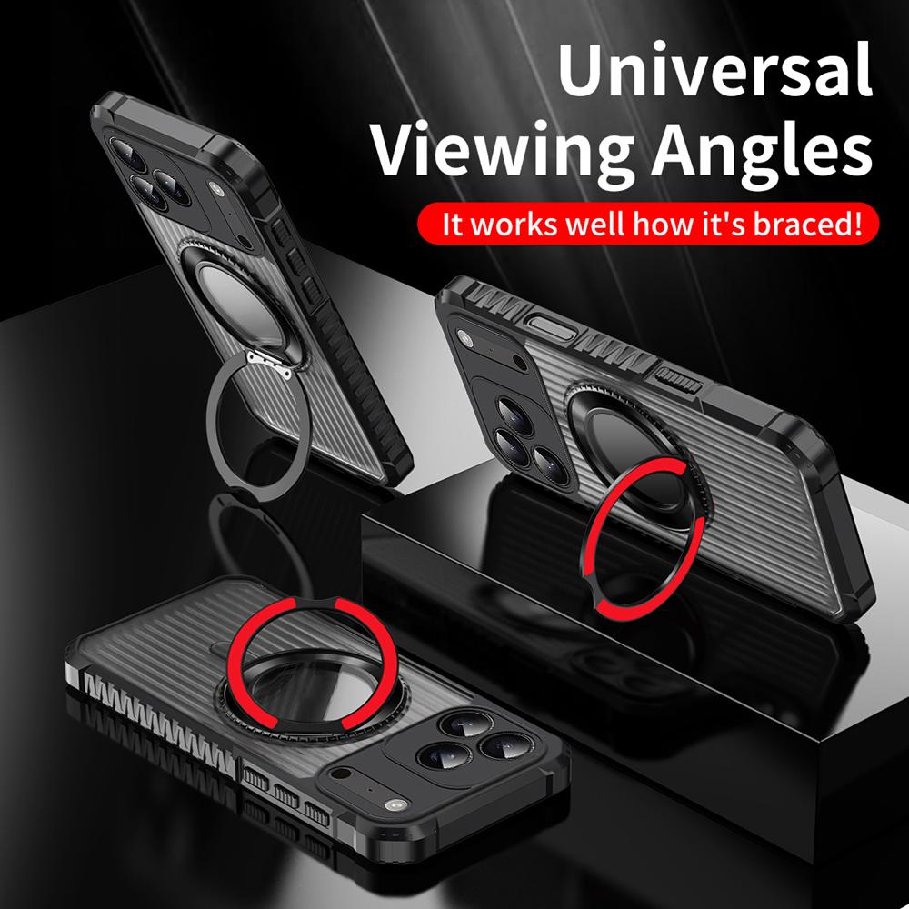 KEYSION Étui avec support anneau rotatif à 360° pour MagSafe pour iPhone 17 Pro Max 17 Air Mat Transparent Magnétique Antichoc Housse de téléphone