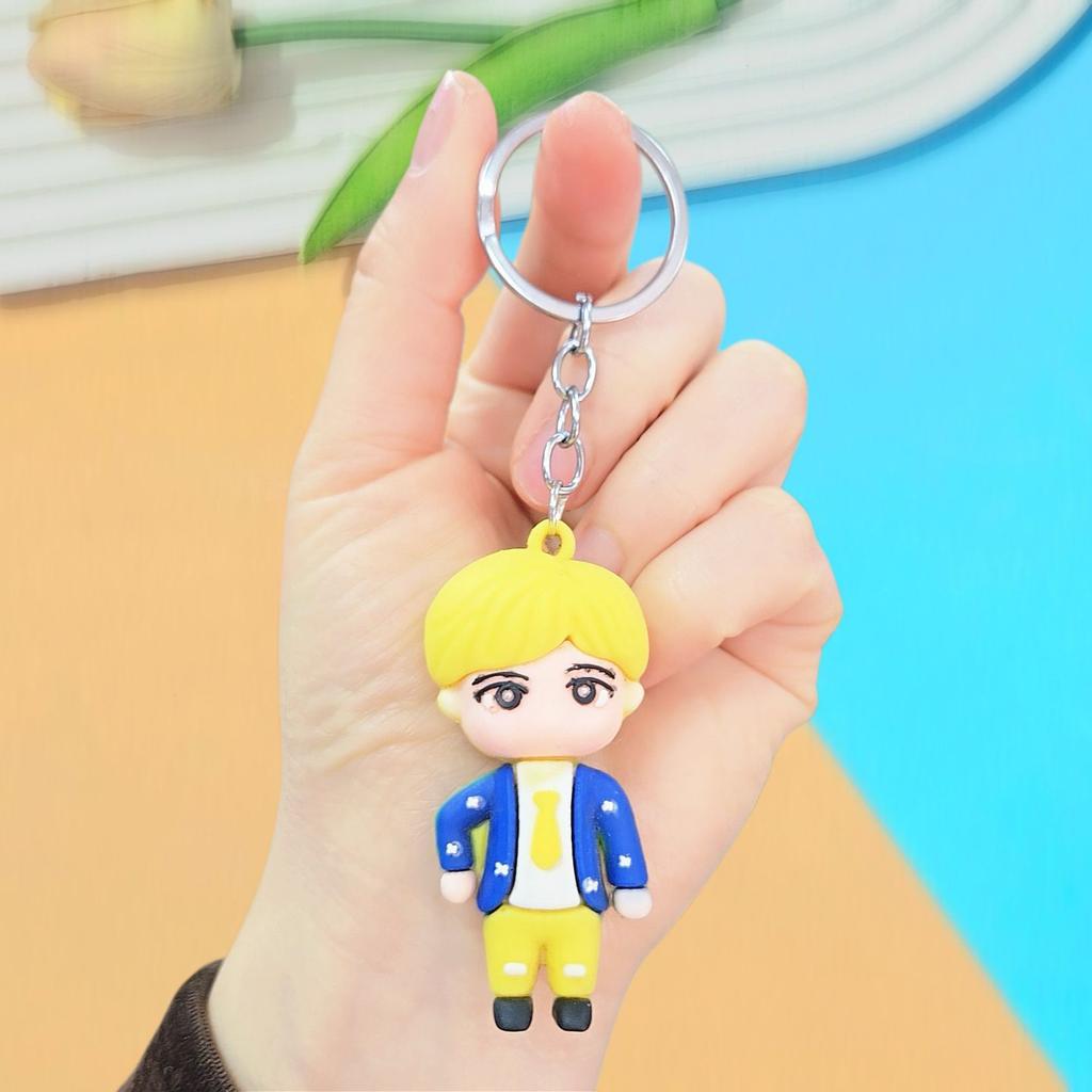 BTS 3D Cartoon Style Keychain, SoftCartoon Figure Charm, Kpop ARMY Fans Collectible Bag Pendant