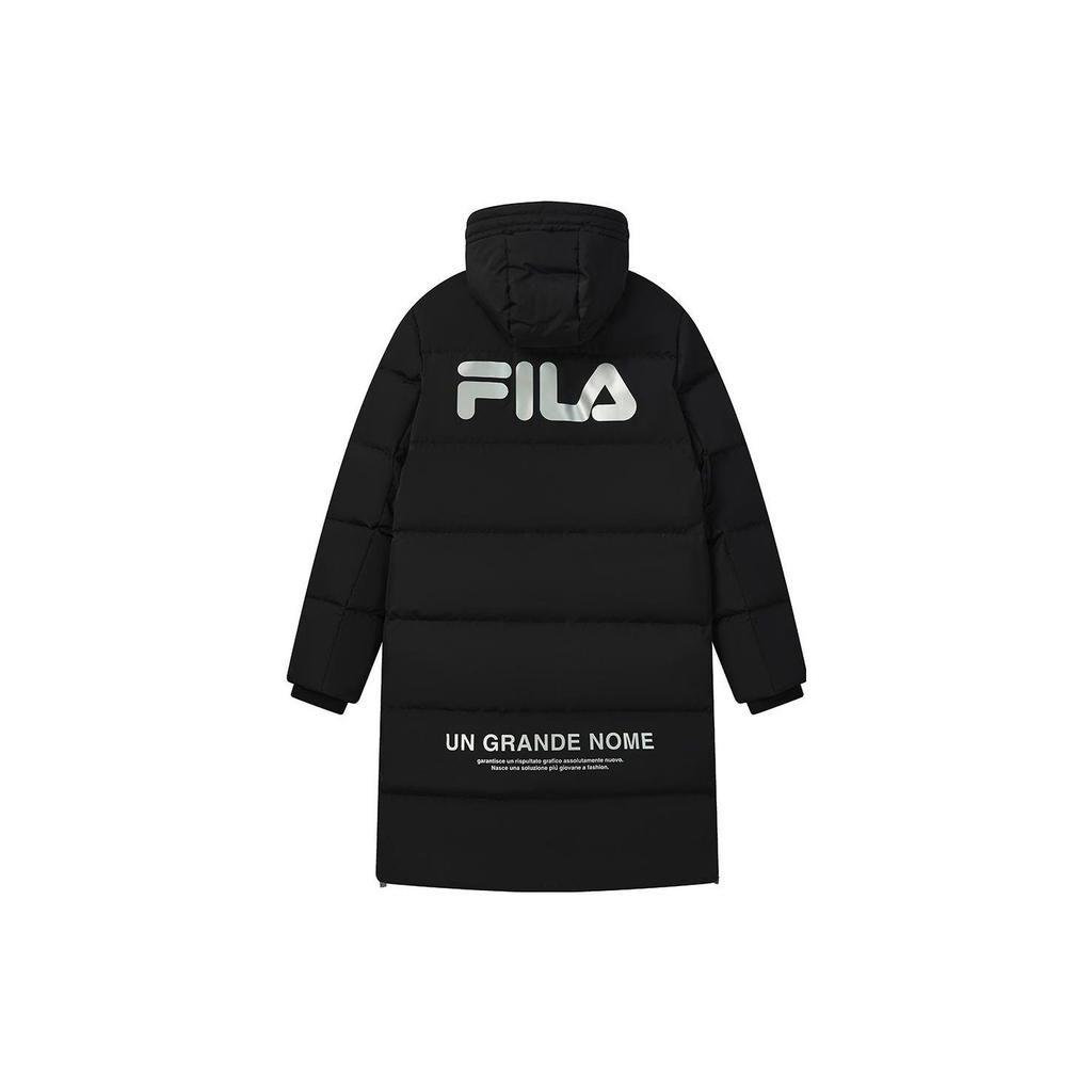 Fila Lightweight Solid Color Quilted Logo Print Zipper Hooded Down Jacket Men Outerwear Black F51M249910F-BK