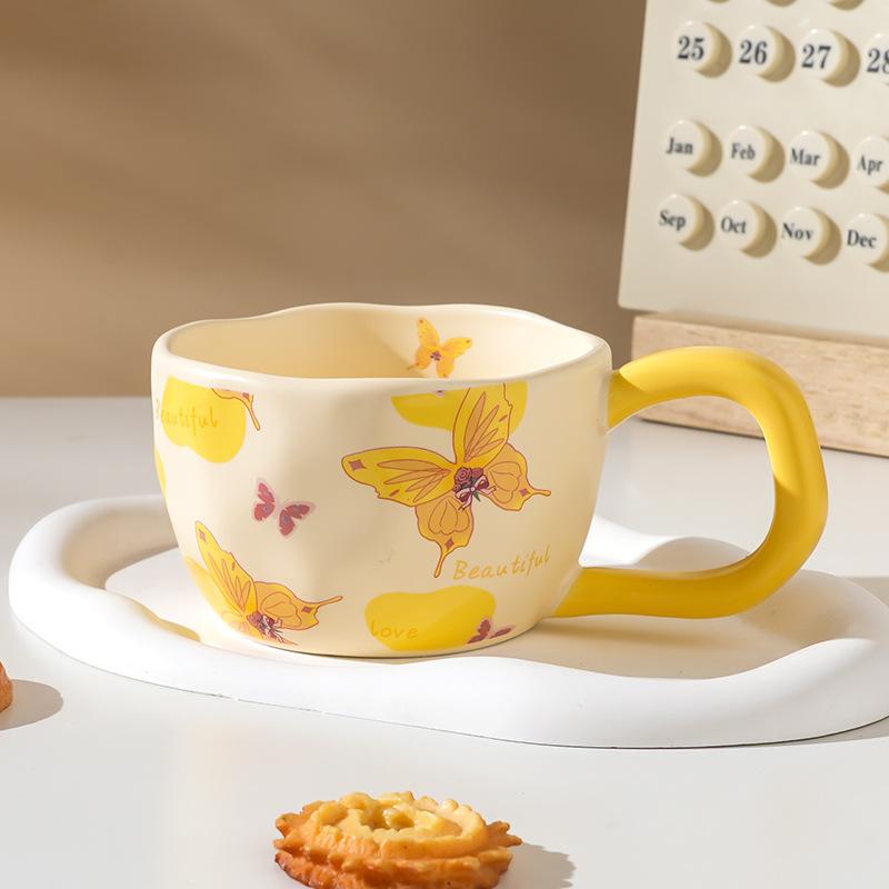 High Value Ins Style Ceramic Cup with Spoon Creative Household Couple Water Cup Gift Box Souvenir High End Sense Mug
