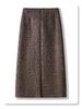 2024 Women's Gray Leopard Woolen Midi Skirt - Autumn/Winter Style, Straight Bodycon with Slit