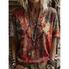 Mori Colorful Small Floral Round Neck Short-sleeved Women's Idyllic Loose Casual Summer Top