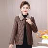Chic Winter Fleece-lined Coat for Middle-aged & Elderly Women - Fashionable Leather-Feel, Loose Fit Top