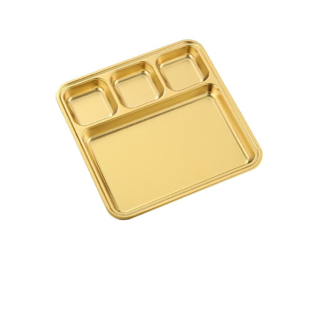 Multi-Compartment Stainless Steel Divided Meal Tray Rectangular Food Serving Plate Kitchen